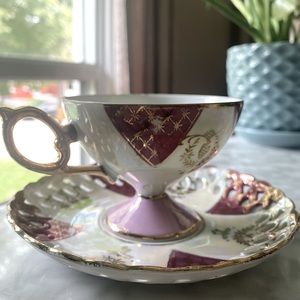 Vintage Iridescent Japanese Tea Cup & Saucer